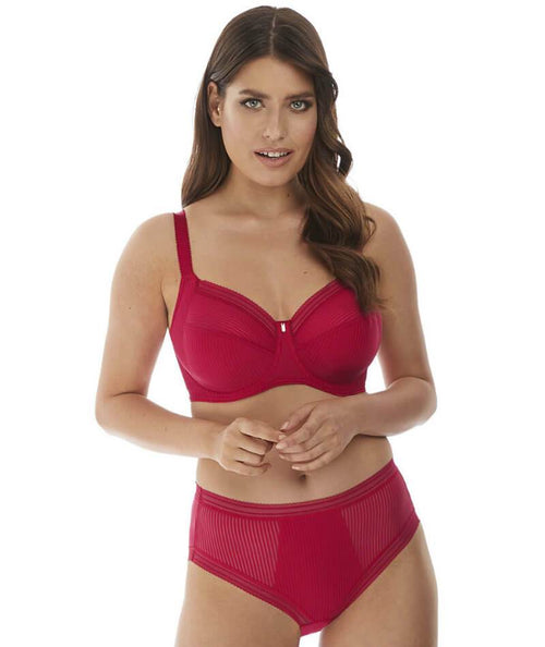 4 Way Lycra Net Padded Comfortina Bridal Bra Panty Set, Red, Size