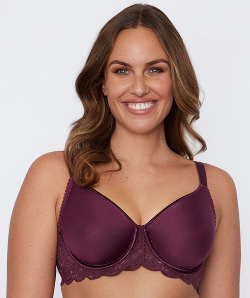 Fayreform Lace Perfect Contour Spacer Bra - Prune - Curvy Bras