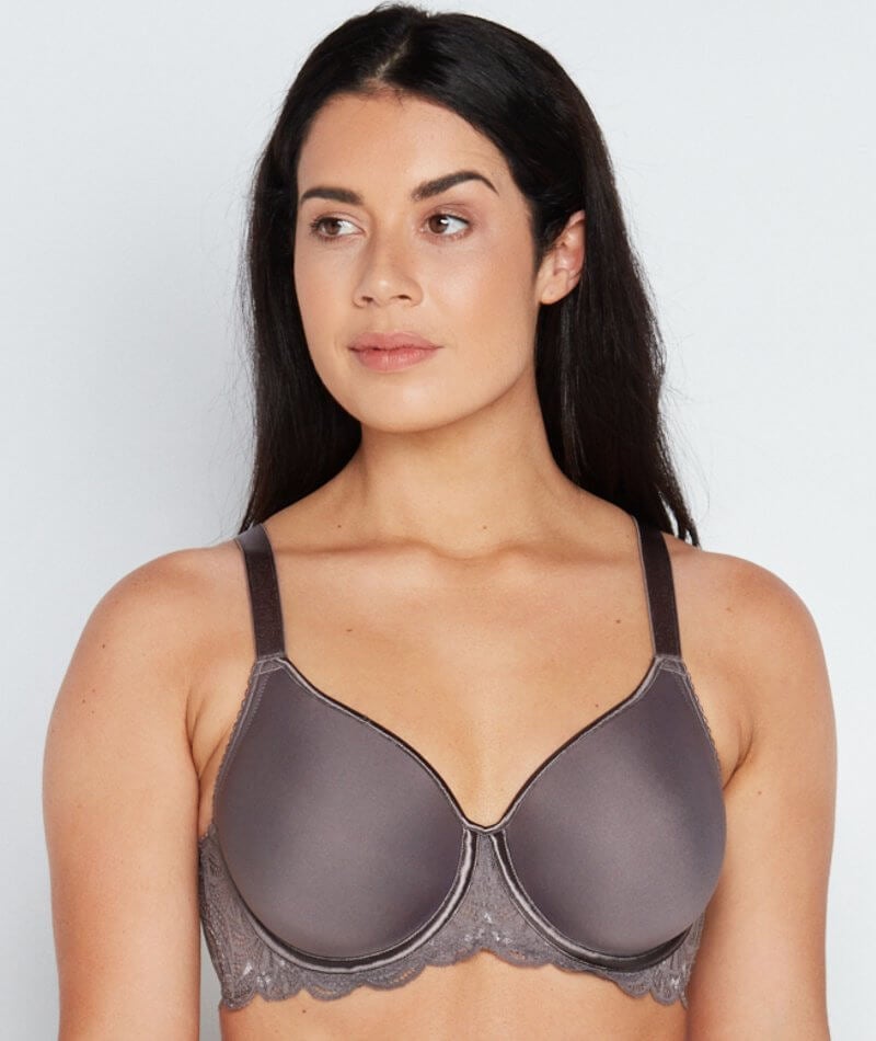 Woman's Light Grey Marl The Padded lifting-effect bra with lace