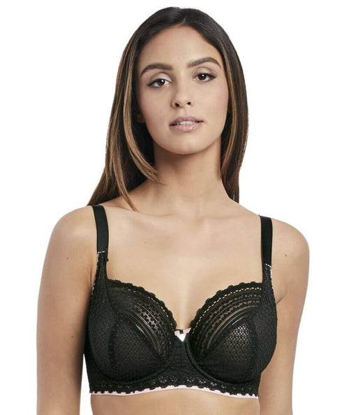 Freya Daisy Lace Underwire Balcony K Cup Bra - Noir - Curvy Bras