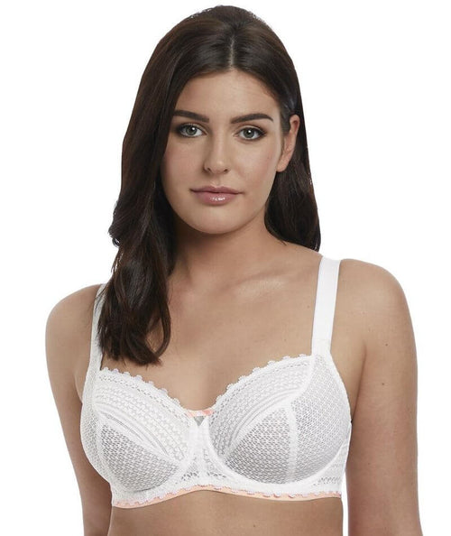 Freya Daisy Lace Bra Size 36D White Pink Underwired Unpadded Balcony 5131