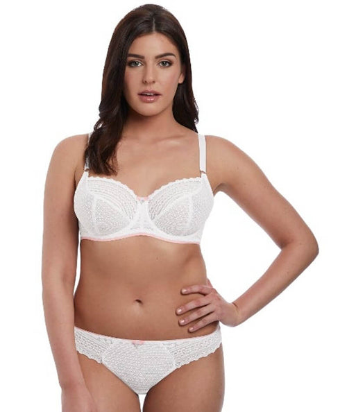 Freya Daisy Lace Underwire Balcony K Cup Bra - White - Curvy Bras