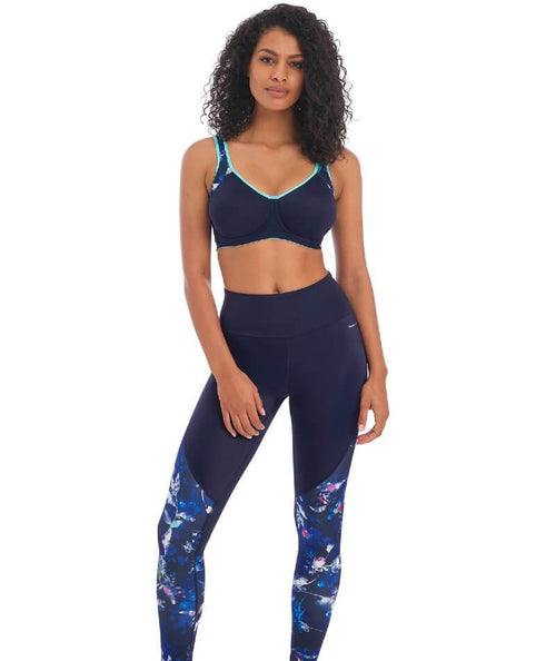 Sonic Wired Sports Bra by Freya, Black Floral