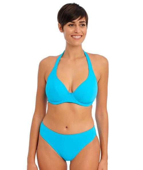 Freya Swim Jewel Cove Underwire Banded Halter Bikini Top - Plain Turqu -  Curvy Bras