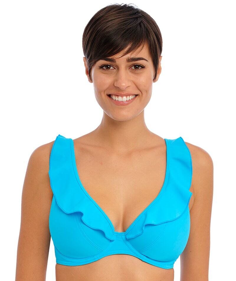 Turquoise Fuller Bust Support Ribbed Underwired High Apex Bikini