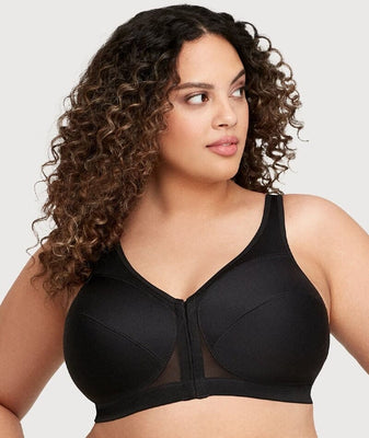 Glamorise Front-Closure Cotton T-Back Wire-Free Comfort Bra - Cafe - Curvy