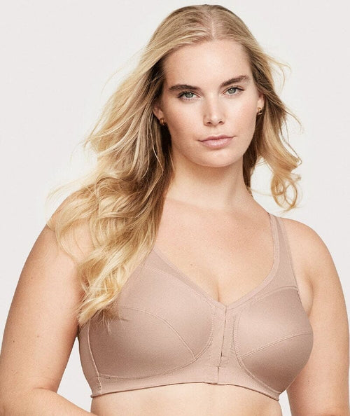 Glamorise Magiclift Front-Closure Posture Back Wire-Free Bra - Cafe - Curvy