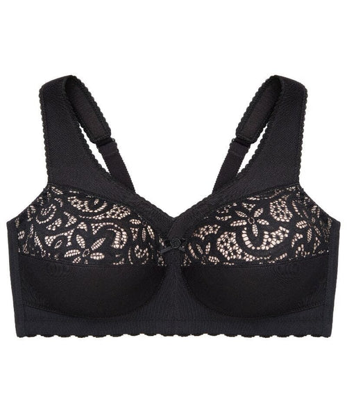 Glamorise bra lace back closure wireless nylon blend fabric Style #1000 New  Tags