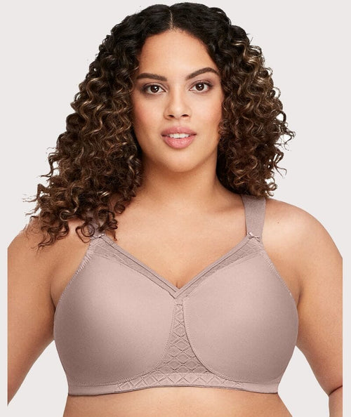 Glamorise MagicLift Seamless Wire-free Support T-Shirt Bra - Taupe - Curvy  Bras