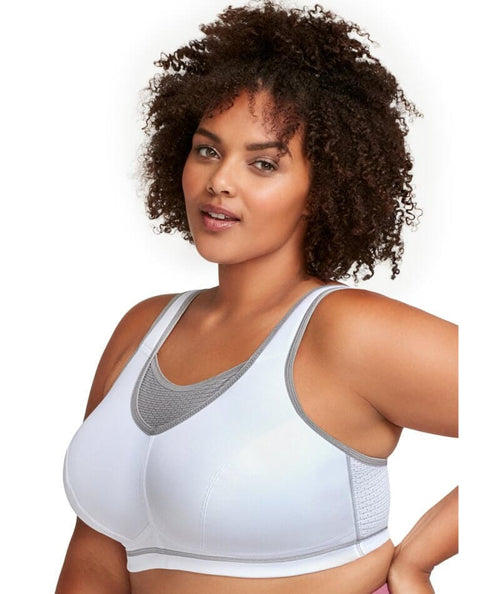 GLAMORISE RN#15564 White racerback sports Bra Size 38F front closure support