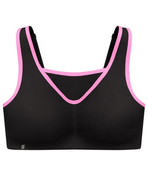 Glamorise No-Bounce Camisole Wire-Free Sports Bra - Black/Pink - Curvy