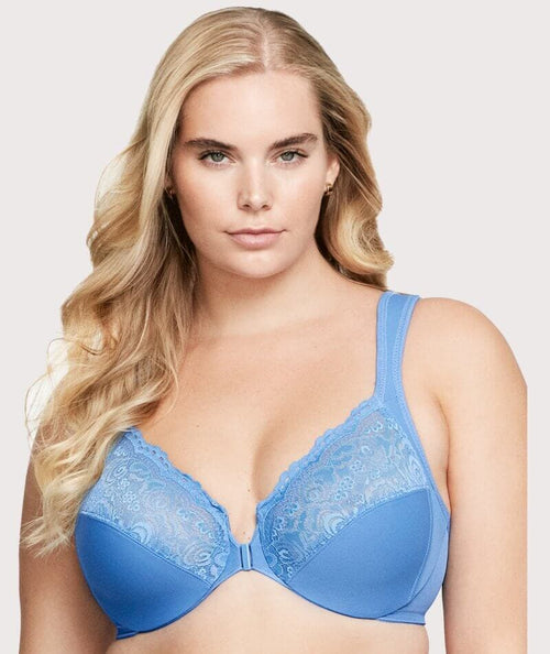 Glamorise Front-Closure Smoothing WonderWire Bra - Berry - Curvy Bras