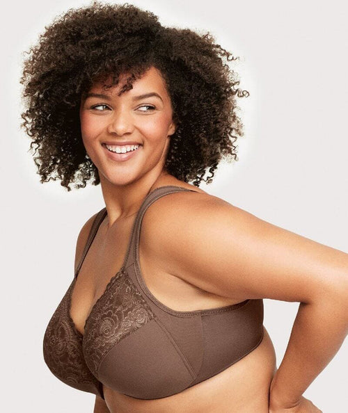 GLAMORISE Mocha Plus Size Full Figure Front Close Bra, US 34F, UK