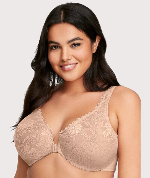 Front Closure Bra With Floral Lace Lift Stretch 5d Shaping