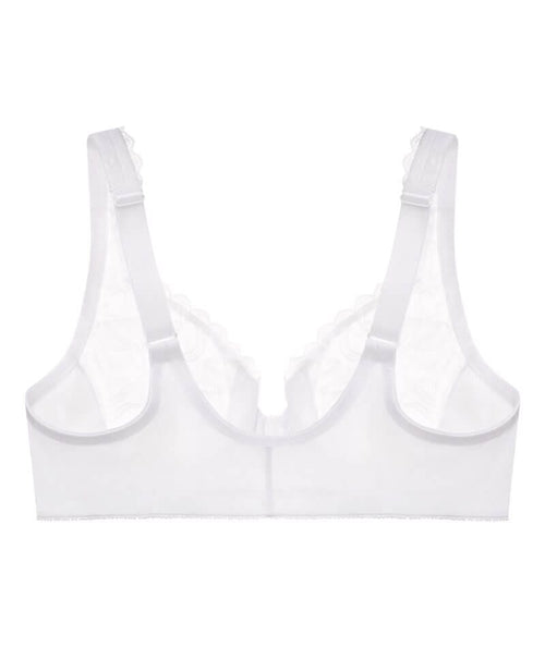 Glamorise WonderWire Front-Closure Stretch Lace Bra - White