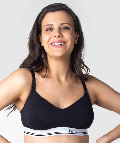 Hotmilk Icon Cotton T-Shirt Wire-free Nursing Bra - Black - Curvy Bras