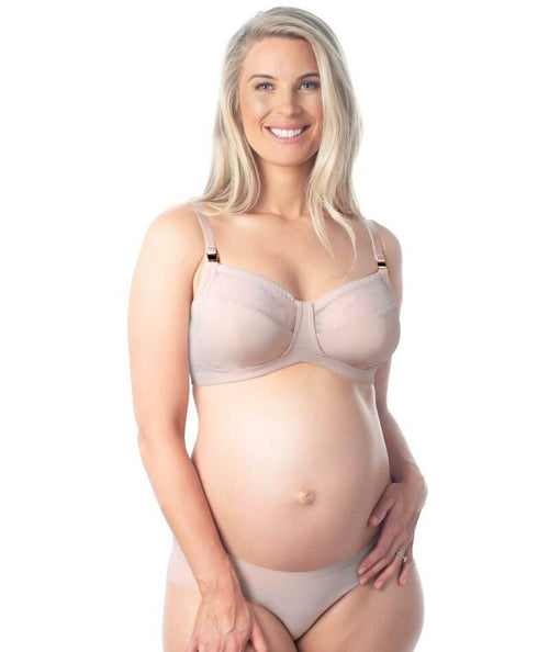 3D Light Plunge Maternity and Nursing Bra with Magnetic Clips (40E, Nude)