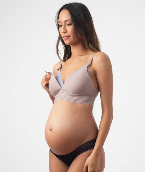 Lola Tonal Lace Trim Seamless Maternity Nursing Bra in Lilac