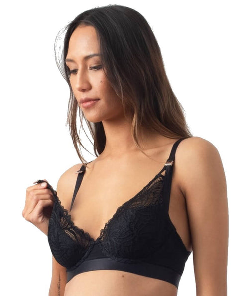 HOTmilk Caress Plunge Nursing Bra (CPB),XXL DD-F,Black 