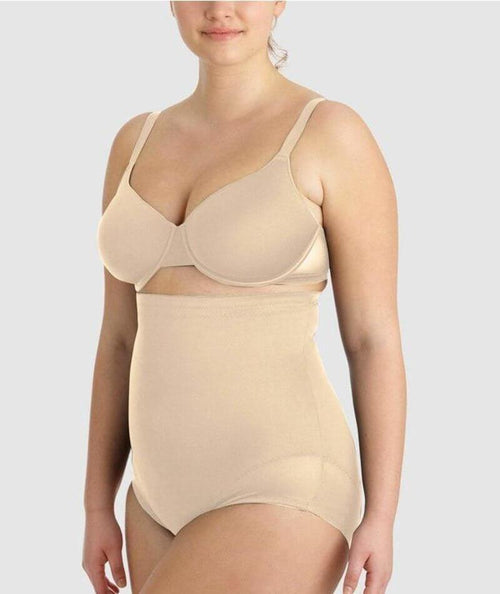 Plus Size Nude Satin Control High Waisted Full Brief