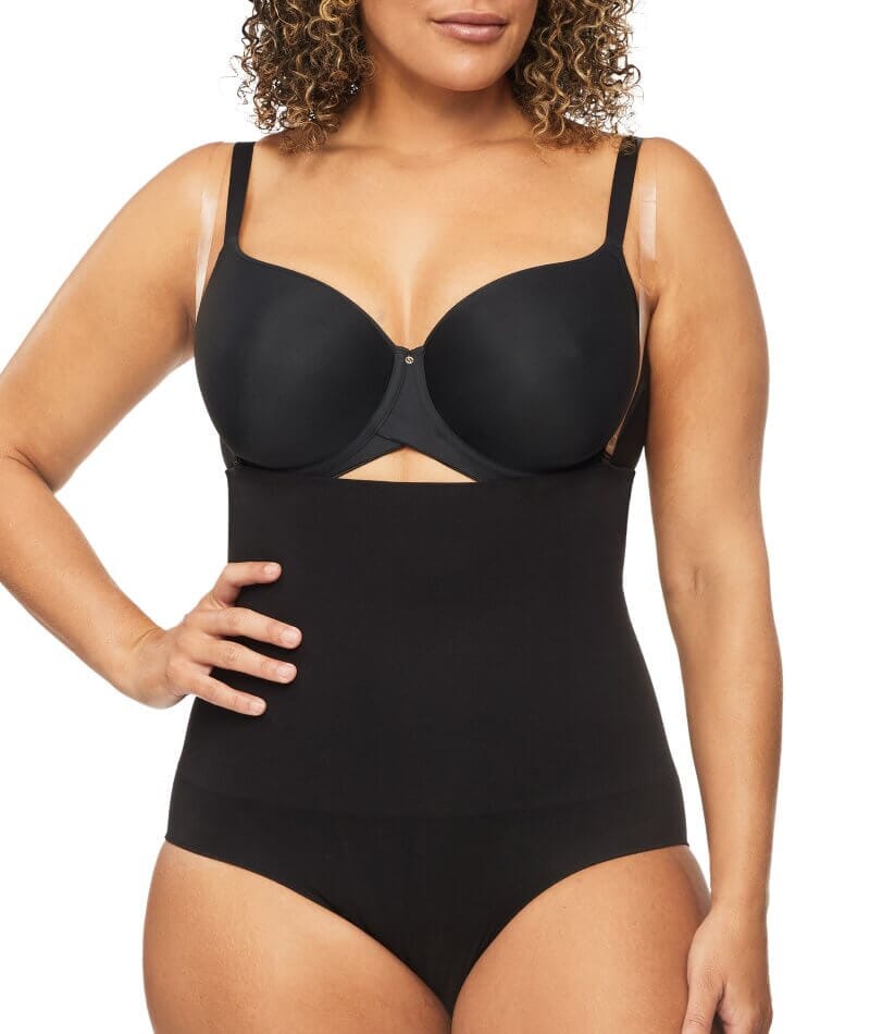 Nancy Ganz Bamboo & Lace Waisted Brief - Black - Curvy Bras