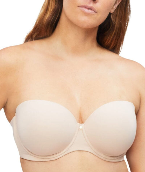  Womens Underwire Contour Multiway Full Coverage Strapless  Bra Plus Size Taupe Tan 44C