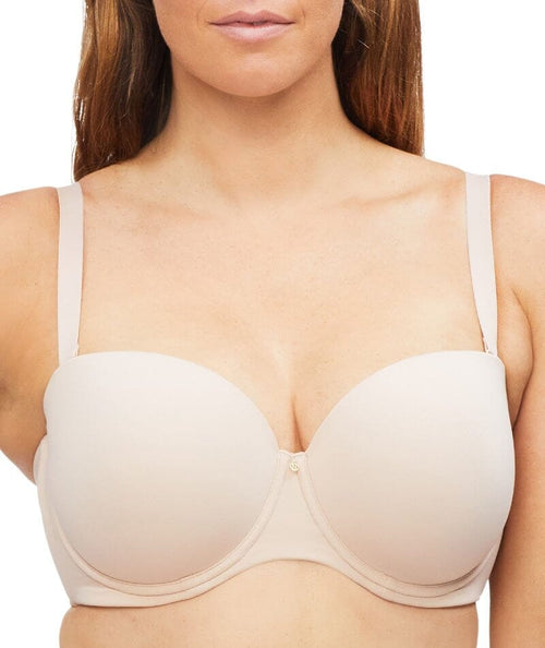 Womens Underwire Contour Multiway Full Coverage Strapless Bra Plus Size  Taupe Tan 44C