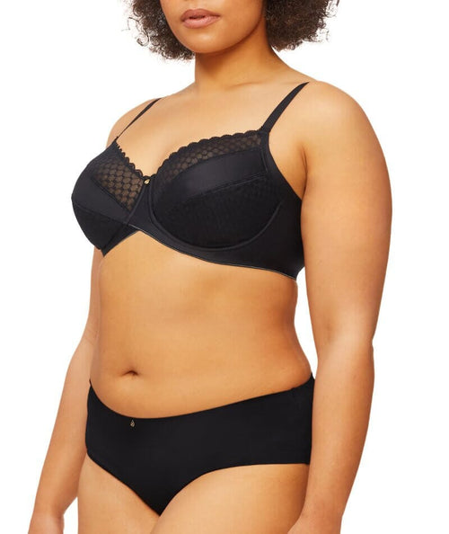 Nancy Ganz Revive Maya Underwire Lace Minimiser Bra - Black - Curvy Bras