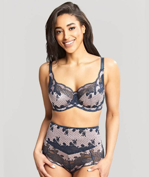 Panache Clara Moulded Sweetheart Underwire Bra - Navy Pearl - Curvy