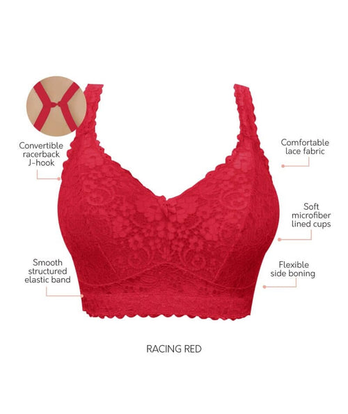 PARFAIT Racing Red Adriana Lace Bralette with J-Hook, US 36H, UK 36FF, NWOT