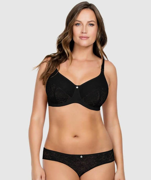 Buy Parfait Double Layered Wired Minimiser Bra - Black at Rs.800 online