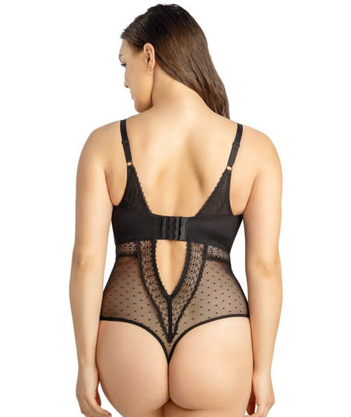 Plus Size Sexy Lingerie Lace Trim Push-Up Cup Lingerie Bodysuit