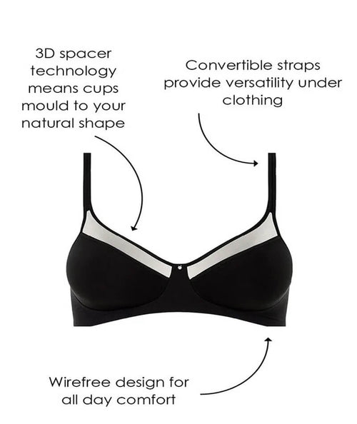 Playtex Ultralight Wire-free Bra - Black - Curvy Bras