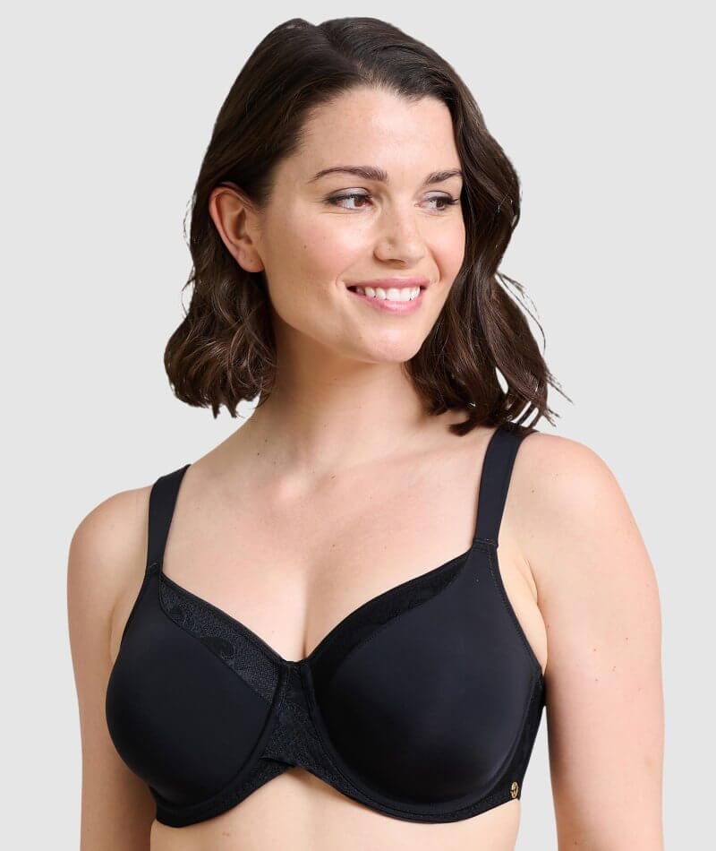 Sans Complexe Perfect Shape Wide Strap Underwired Minimiser Bra - Black