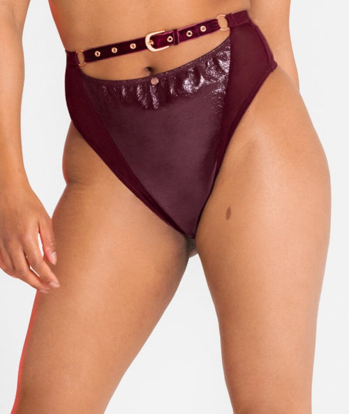 Scantilly Buckle Up Padded Half Cup Bra - Oxblood - Curvy