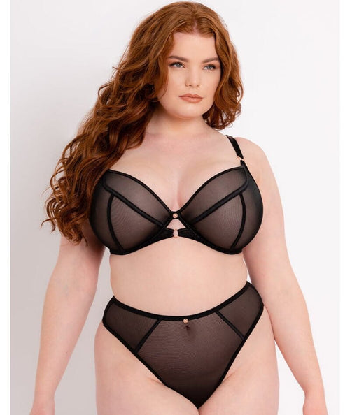 Bulk-buy Plus Size Black Lace Sexy Transparent Plunge Lady Open