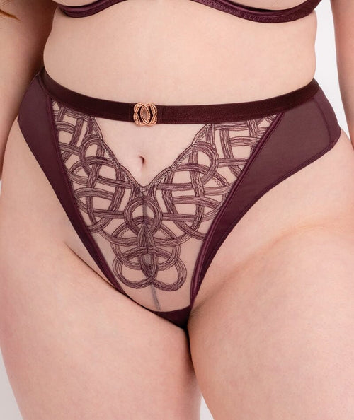 Scantilly Lovers Knot Thong - Fig/Latte Beige - Curvy