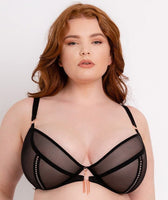 Scantilly Sheer Flora Bandeau Bra - Black