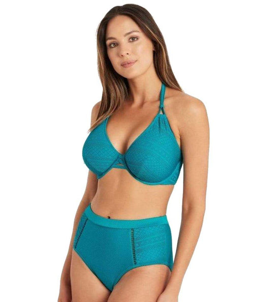 Sea Level Amazing Lace Underwire F Cup Tri Bikini Top - Seafoam - Curvy