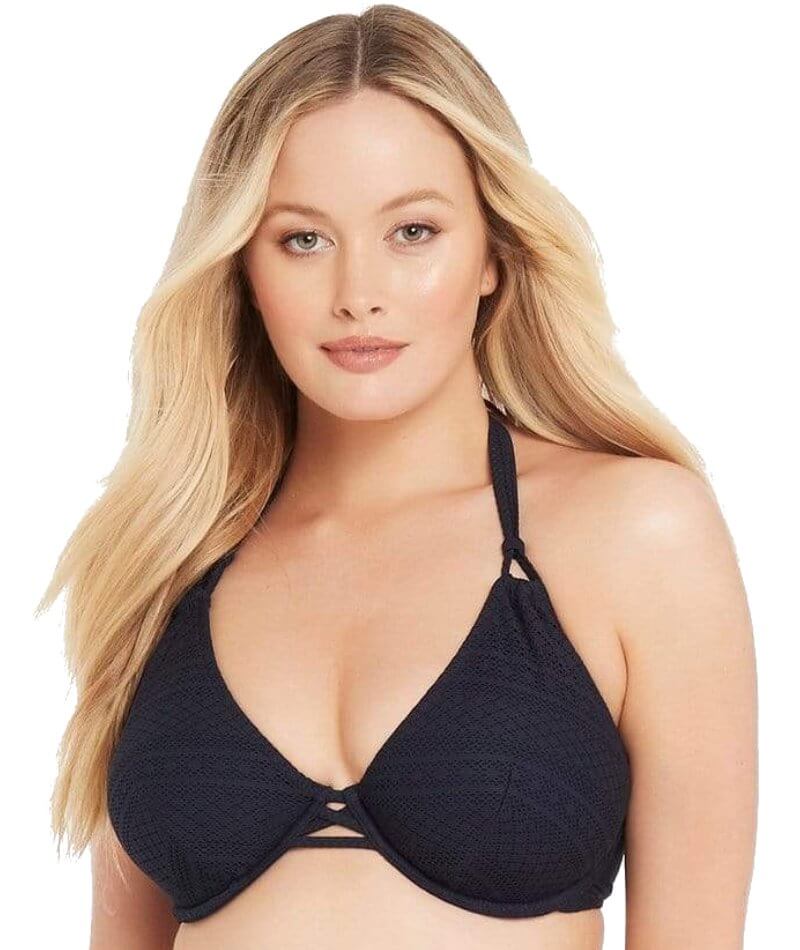 Sea Level Majorca D Cup Wireless Bikini Top - Black - Curvy Bras