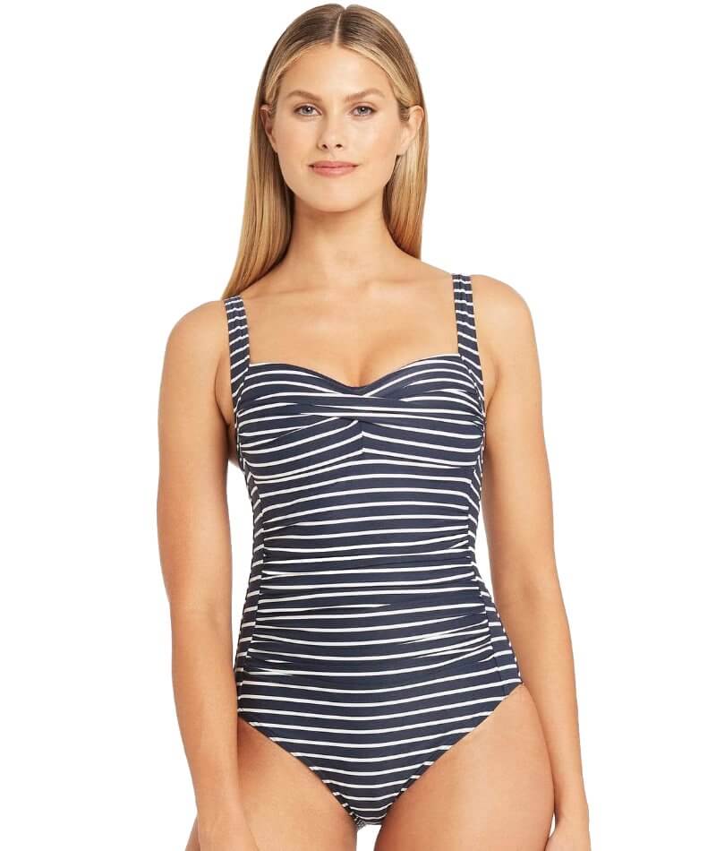 Sea Level Capri Square Neck One Piece Swimsuit - Royal - Curvy Bras