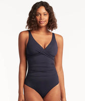 Sea Level Eco Essentials Spliced B-DD Cup One Piece Swimsuit - Night S -  Curvy Bras