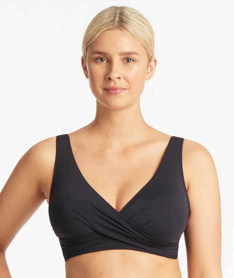 Sea Level Eco Essentials Cross Front A-DD Cup Bikini Top - Night