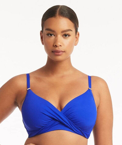 Sea Level Eco Essentials Twist Front DD-E Cup Bikini Top - Cobalt - Curvy