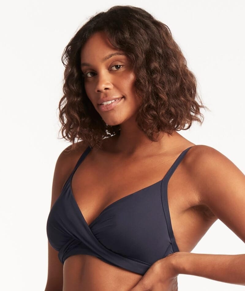 Sea Level Eco Essentials Twist Front DD-E Cup Bikini Top - Night Sky - Curvy