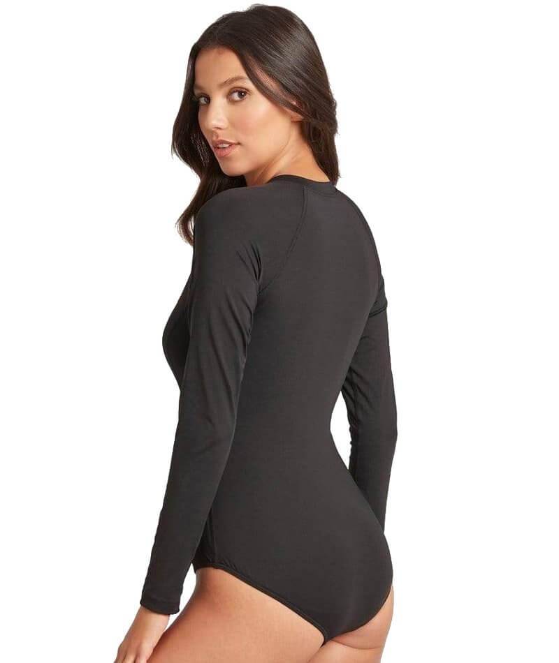 Sea Level Essentials Long Sleeve B-DD Cup One Piece Swimsuit - Black - Curvy  Bras