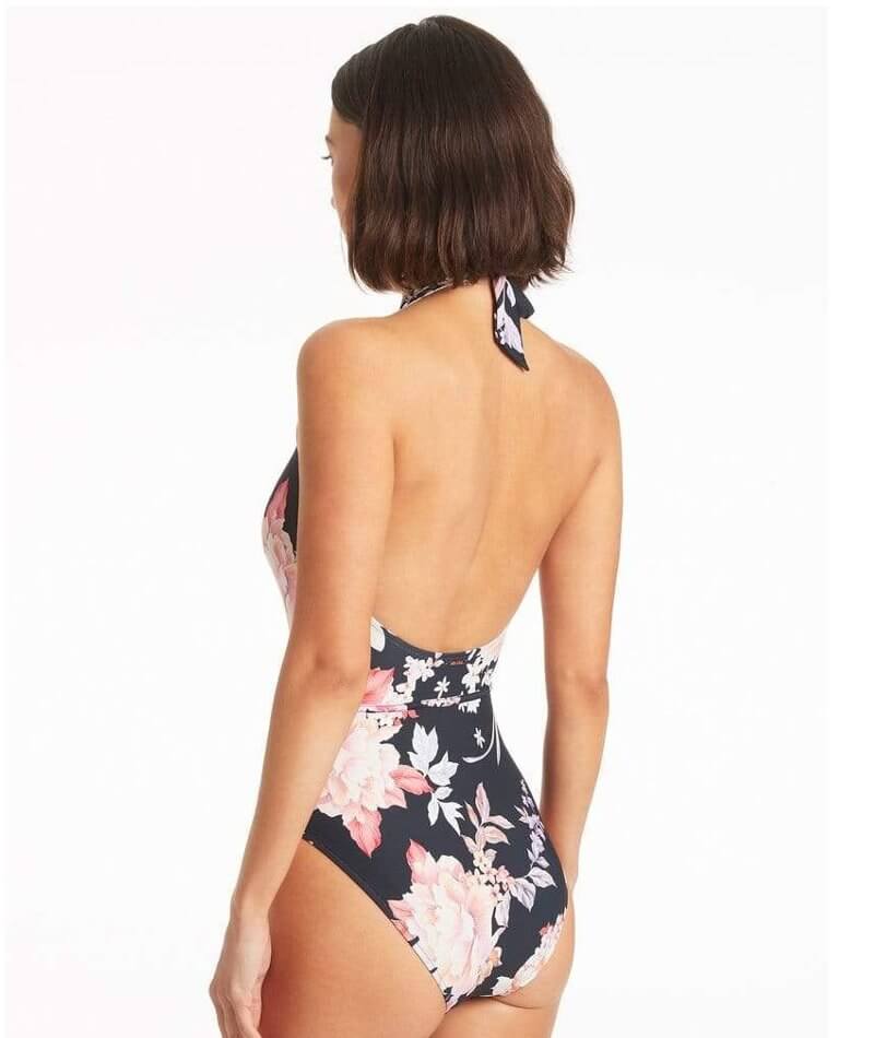 floral halter one piece swimsuit