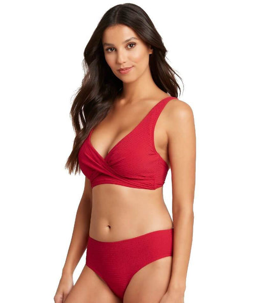 Sea Level Casablanca Cross Front B-DD Cup Bikini Top - Espresso - Curvy Bras