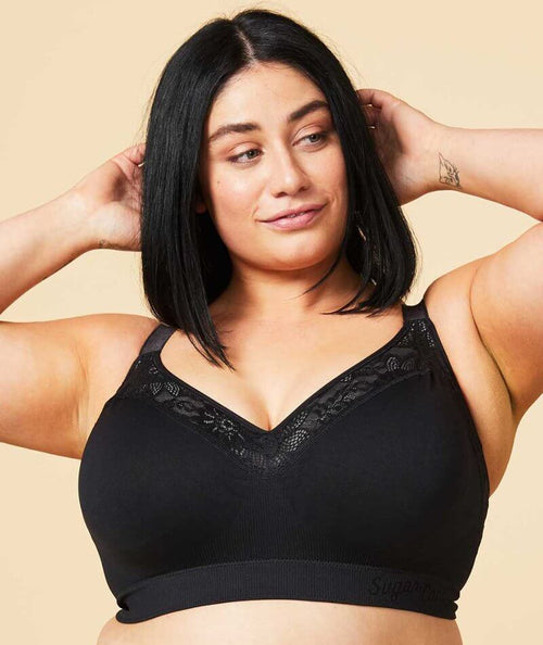 Sugar Candy Lux Wire-Free Bralette (for G-K Cups) Black at  Women's  Clothing store