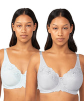 Triumph Embroidered Minimiser Bra 2 Pack - Blue/Grey